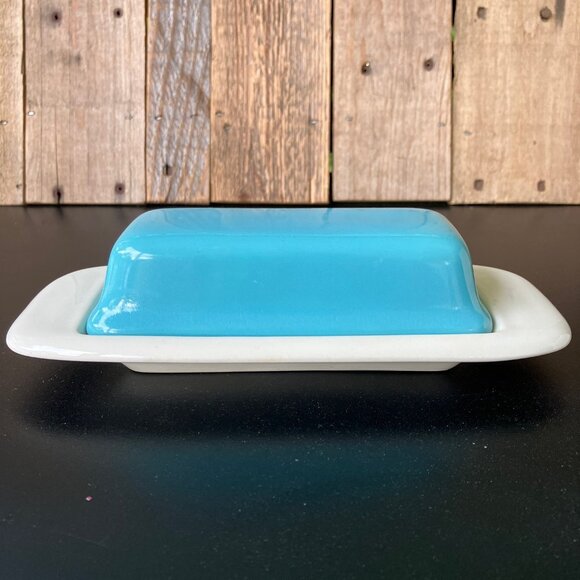 Salem North Star Turquoise 1/4 lb Covered Butter Dish - Picture 2 of 12